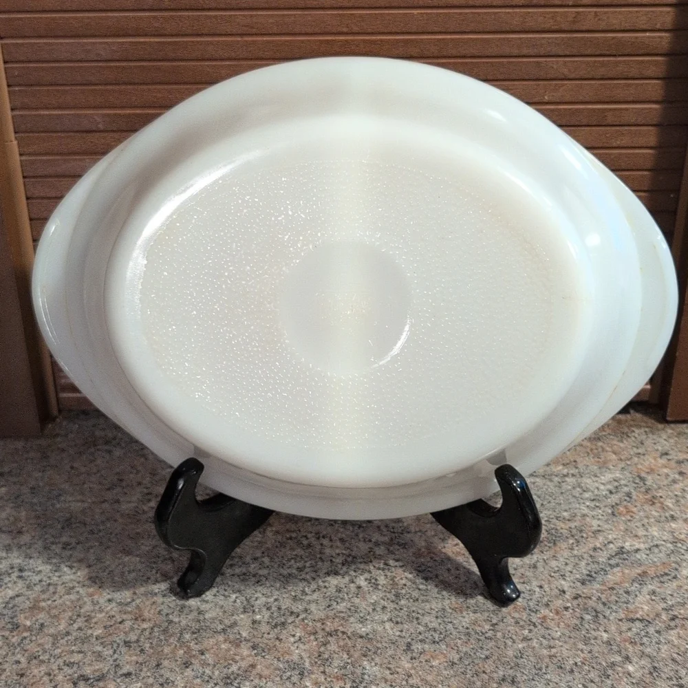 Vintage Glasbake White Divided Casserole Dish